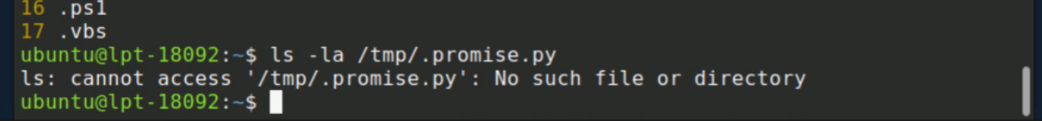 ls -la /tmp/.promise.py — permission denied as regular user